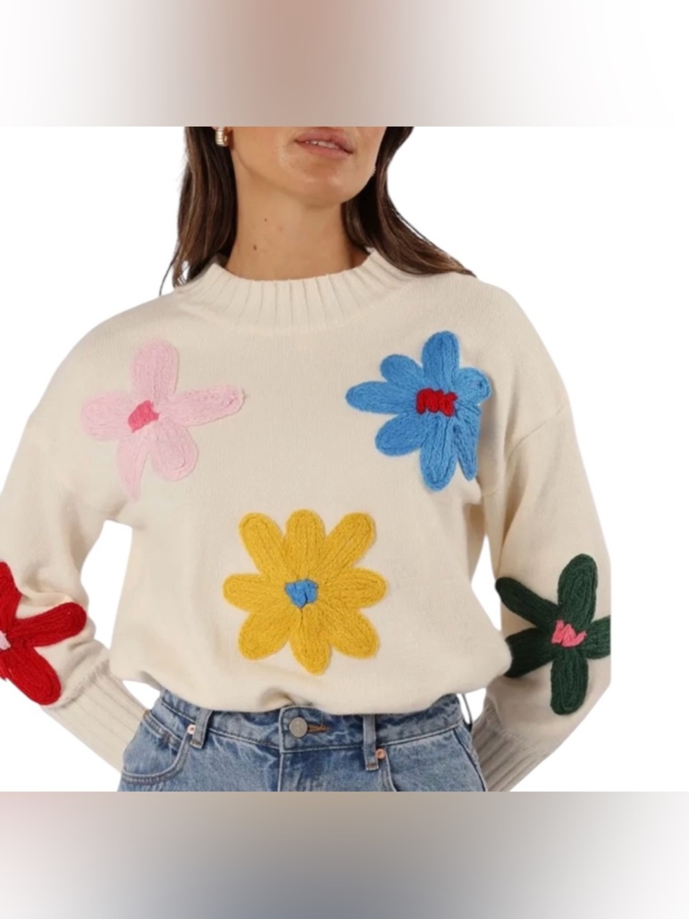 Petal & Pup Raelynn Embroidered Flower Sweater - Picture 4 of 6
